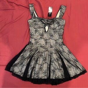 Current Mood x Dolls Kill Tan Dress With Black Lace